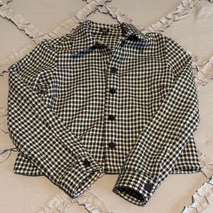 Express Womens Black & White Houndstooth Button-Front Jacket